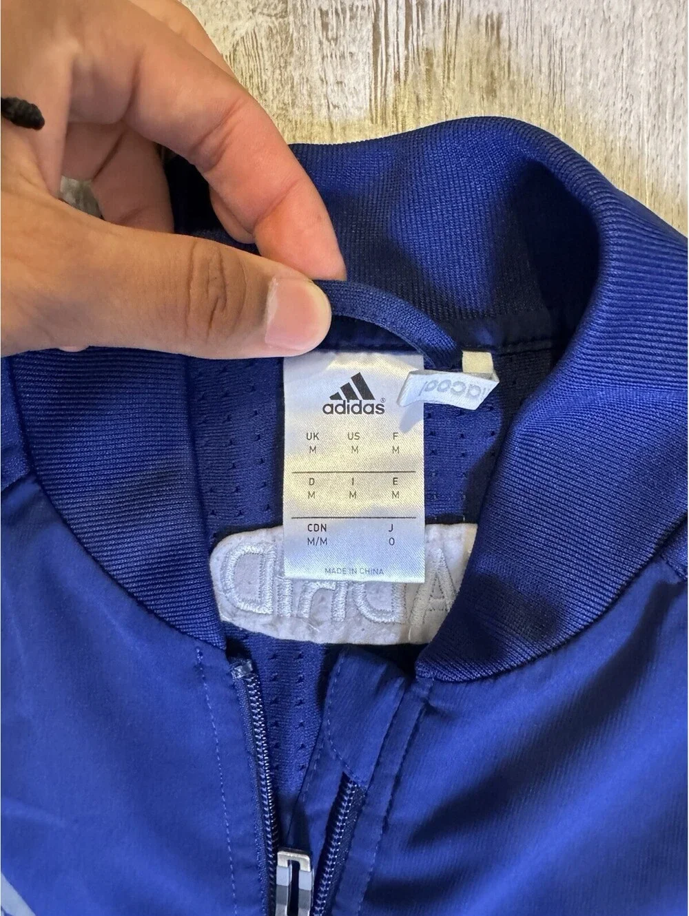 Adidas Climacool Madrid Men’s Medium Blue Full Zip Track Jacket 3 Stripe